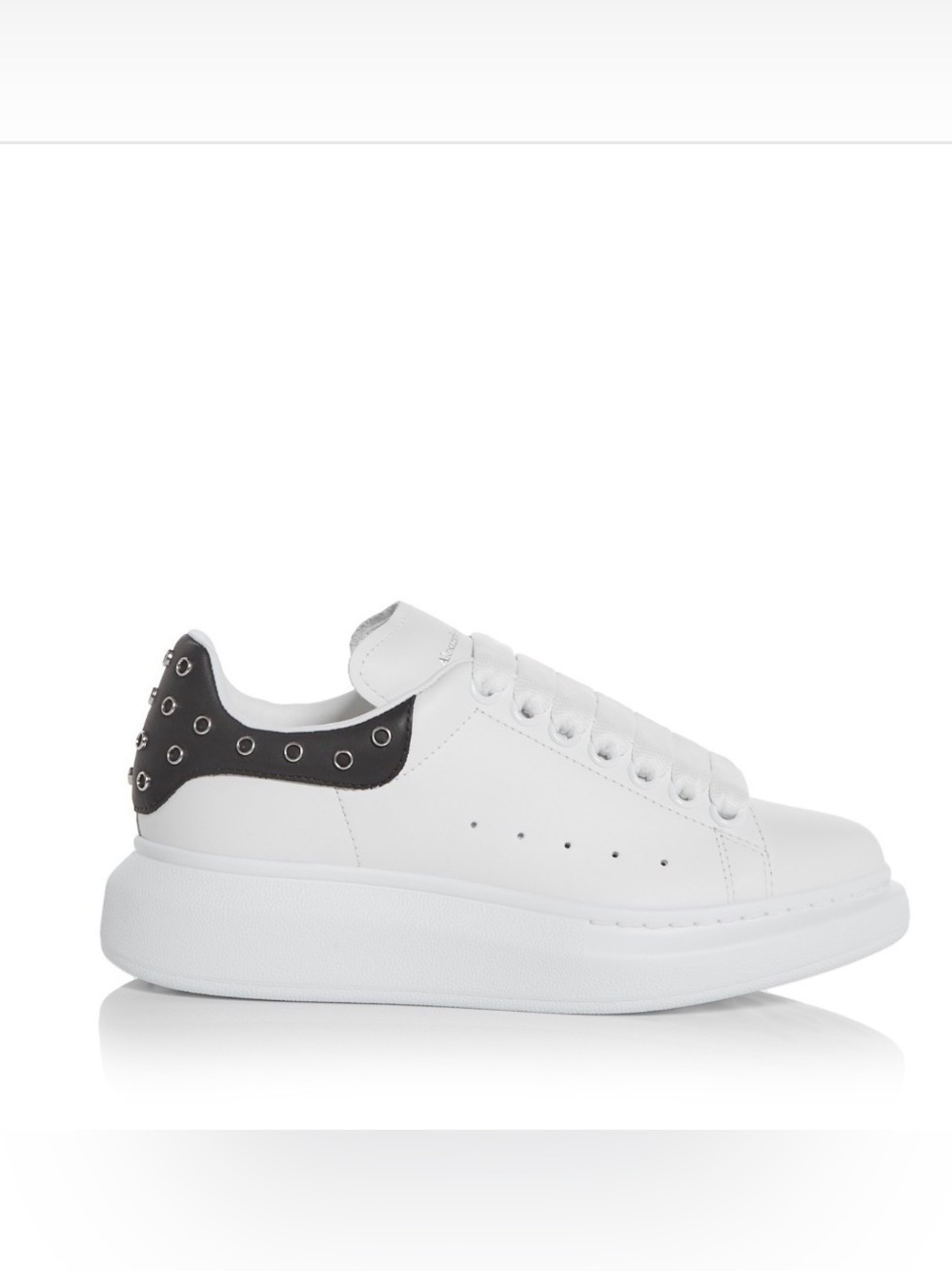 Alexander McQueen White Leather Platform Sneaker with Black Studded Heel